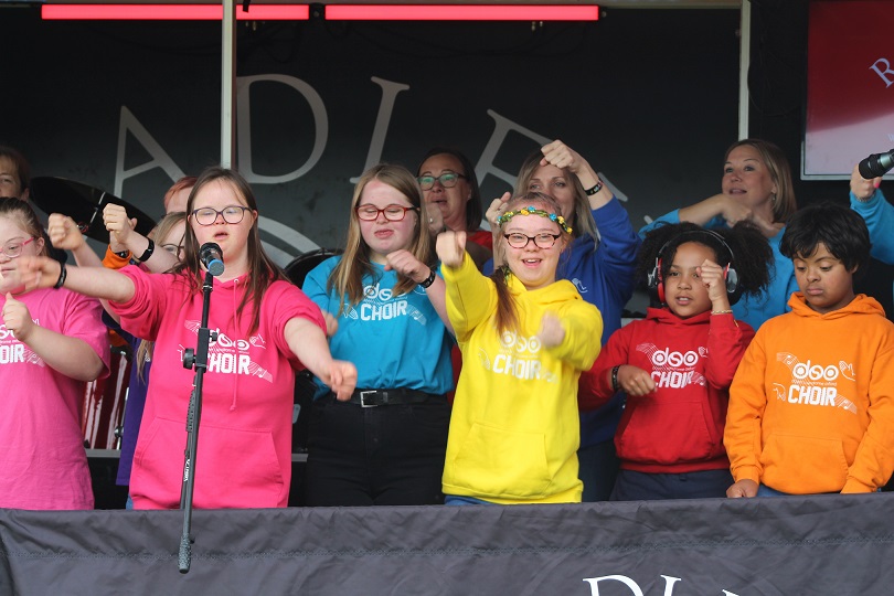 a choir singing